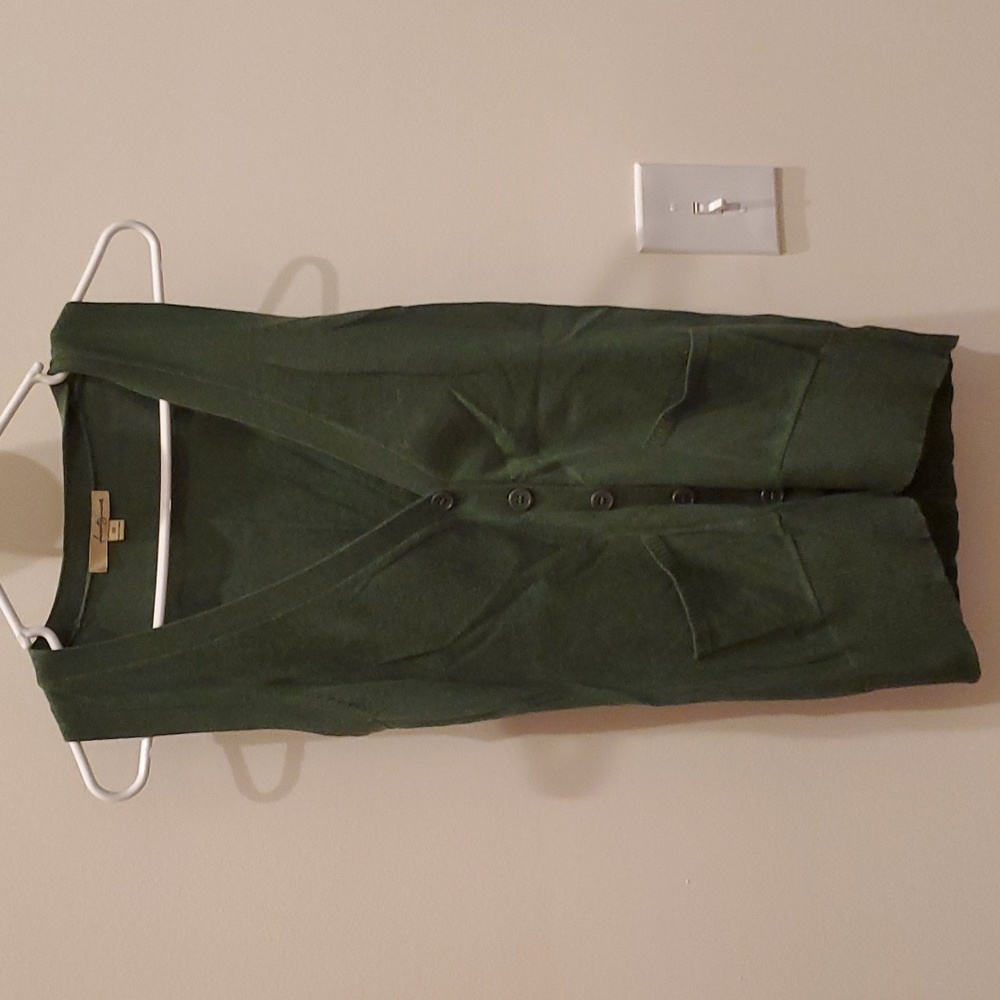 Green cotton button-down sweater vest
